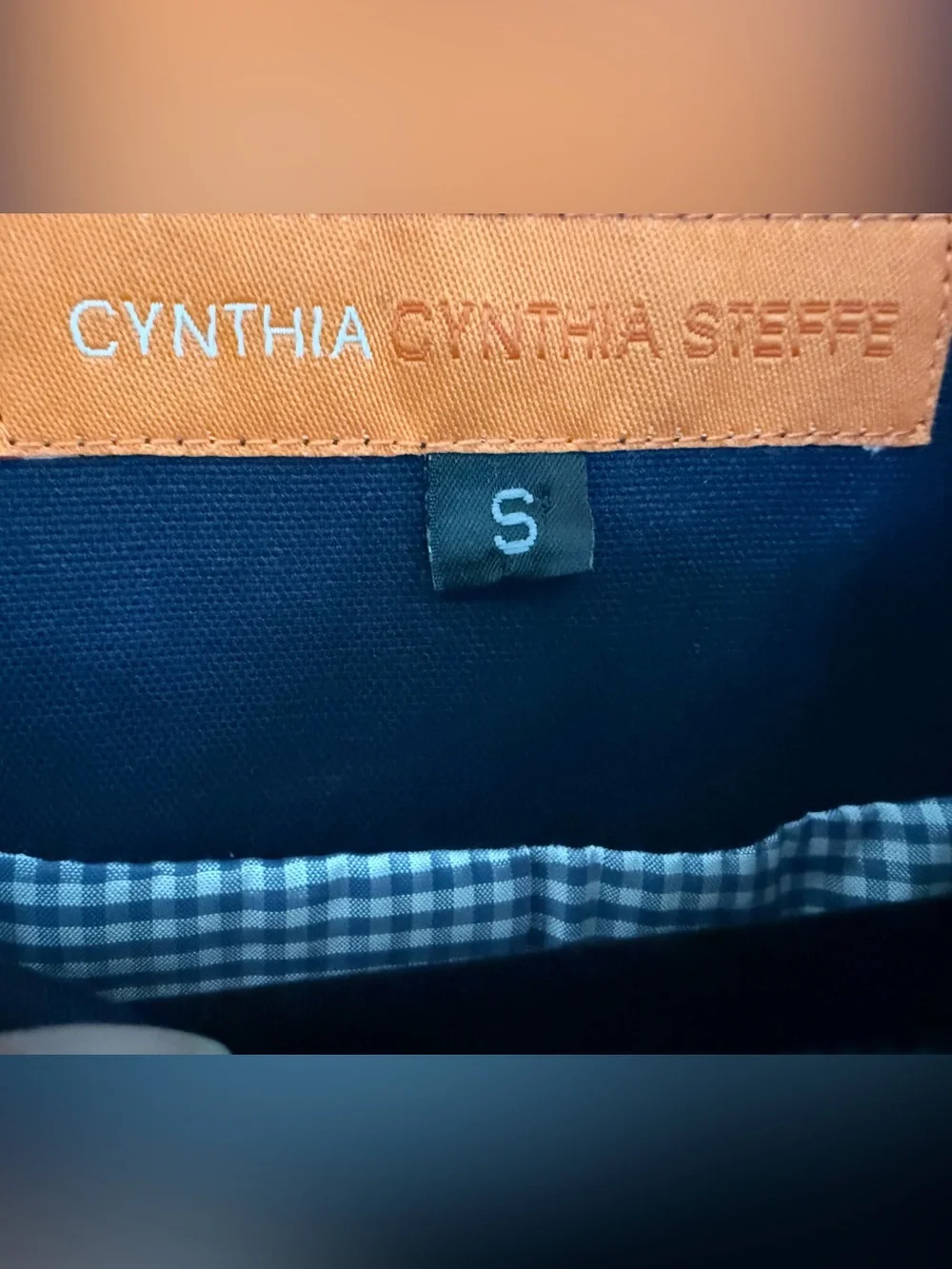 Cynthia Steffe Navy Blue Double Breasted Trench Coat Small Peter Pan Collar